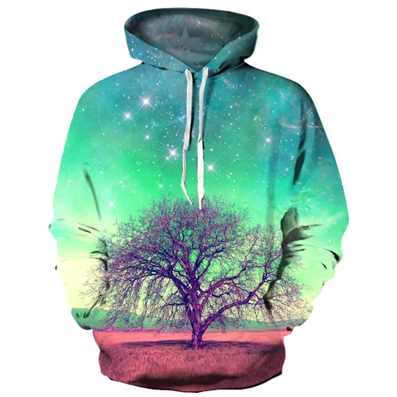 Headbook Galaxy Hooded Hoodies Men/Women 3d Sweatshirt Brand Clothing 3d Print Nightfall Trees Thin Cap Hoody YXQL775