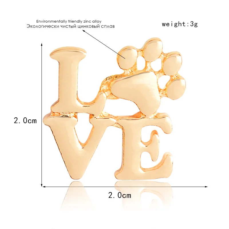 1 шт. Металлические европейские и американские Взрывные Модели Любовь Слово собака когти значки одежда значки с круглой гайкой украшение для рюкзака шпильки значок
