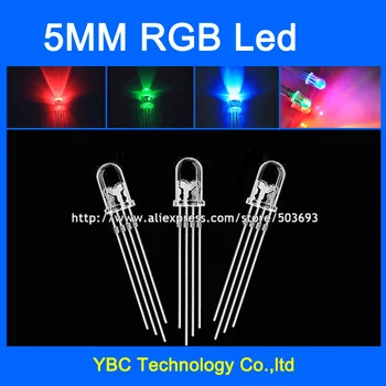 

100pcs/lot 5mm RGB LED Common Anode/Common Cathode 4Pin F5 Red/Green/Blue Round Water Clear Diodes