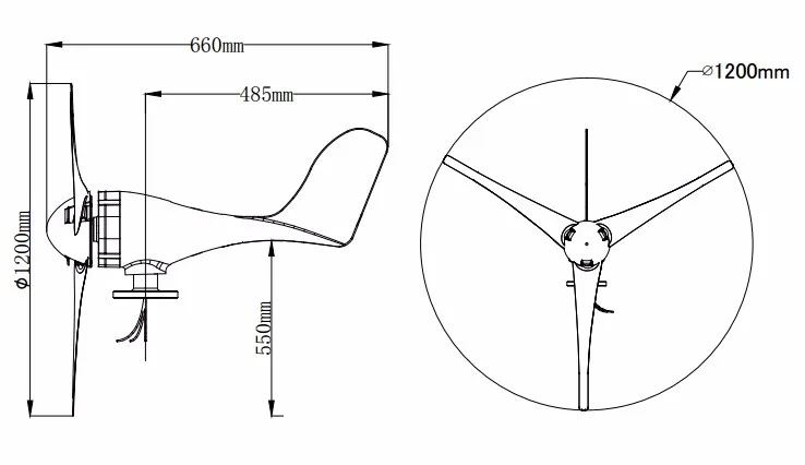 100w 12v horizontal wind turbine generator