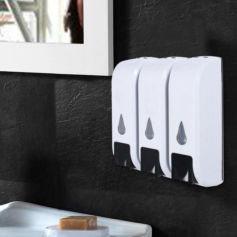 

Wall Mounted Shower Body Lotion Shampoo Condition Bottle Container 3x350ml Bathroom Hotel Liquid Soap Dispenser Hand Pumping