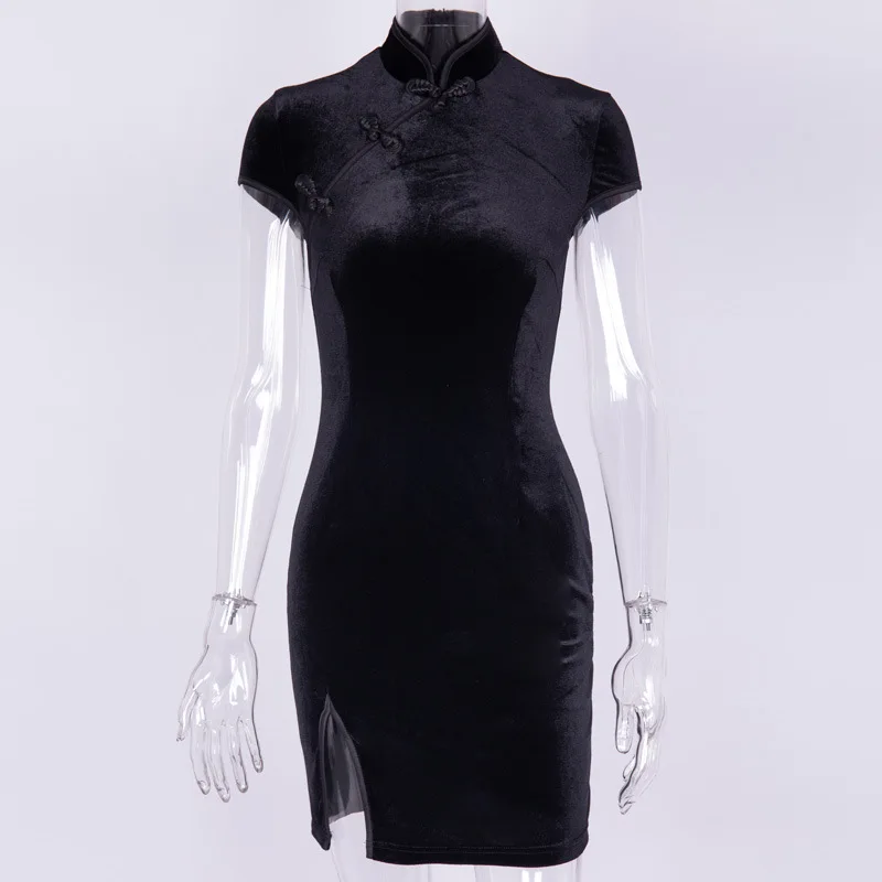 Goth Inspired Front Slit Dress-3