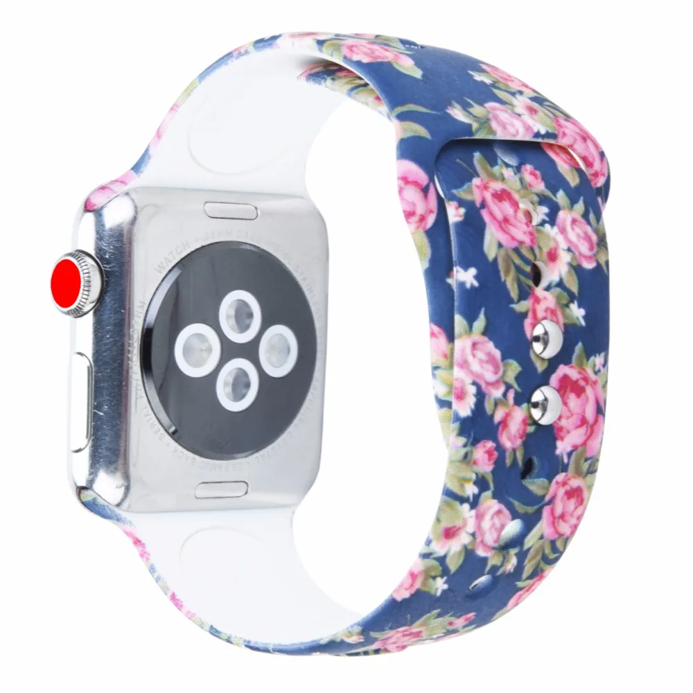 Bemorcabo для Apple Watch Band 44 мм 38 42 40 мягкий силиконовый ремешок с цветочным узором 4 3 2
