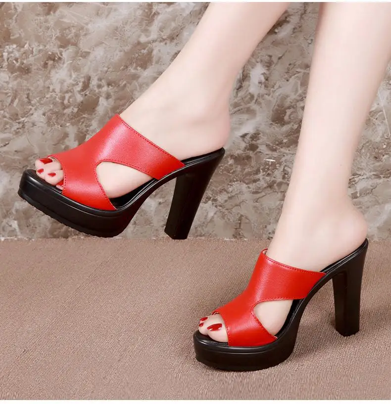 red platform sandals