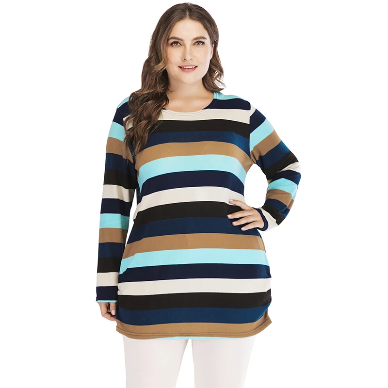 

2019 Autumn Korean Striped Sweaters Women Sweaters and Pullovers Oversized Knitted Tops female Long jumper Plus Size 3XL 4XL 5XL