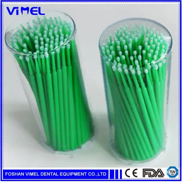 

200Pcs Dental Lab Applicator Micro Brush Tips Fine Handle Tube Green New