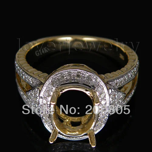 

Vintage Oval 8x10mm 14k Yellow Gold Natural Diamond Semi-Mount Ring BAB1431