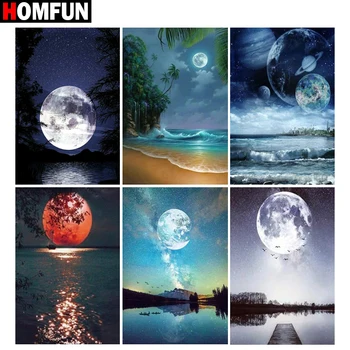 

HOMFUN Full Square/Round Drill 5D DIY Diamond Painting "Moon scenery" 3D Embroidery Cross Stitch 5D Home Decor Gift