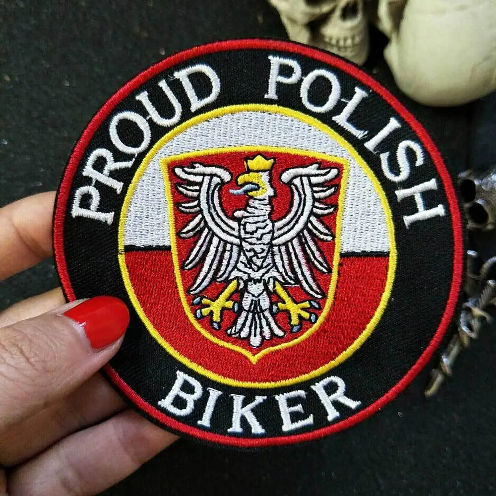 

proud polish patch Iron On Patch Embroidered Applique Sewing Label punk biker Patches Clothes Stickers Apparel Accessories Badge