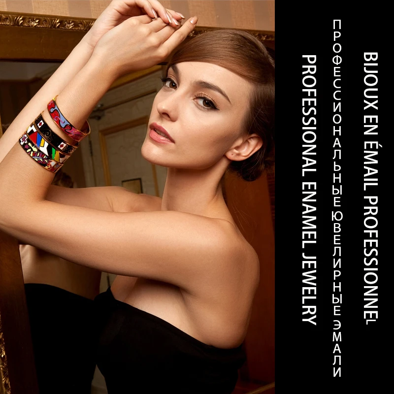 Enamel Gold-color Stainless Steel Bangle Opened for Women Jewelry Bracelet Top Quality Factory Price 6