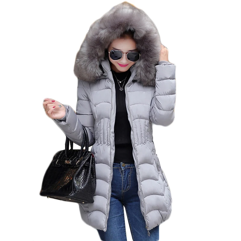 Распродажа 4XL Мех животных с капюшоном Женский Зимняя куртка-пуховик хлопок