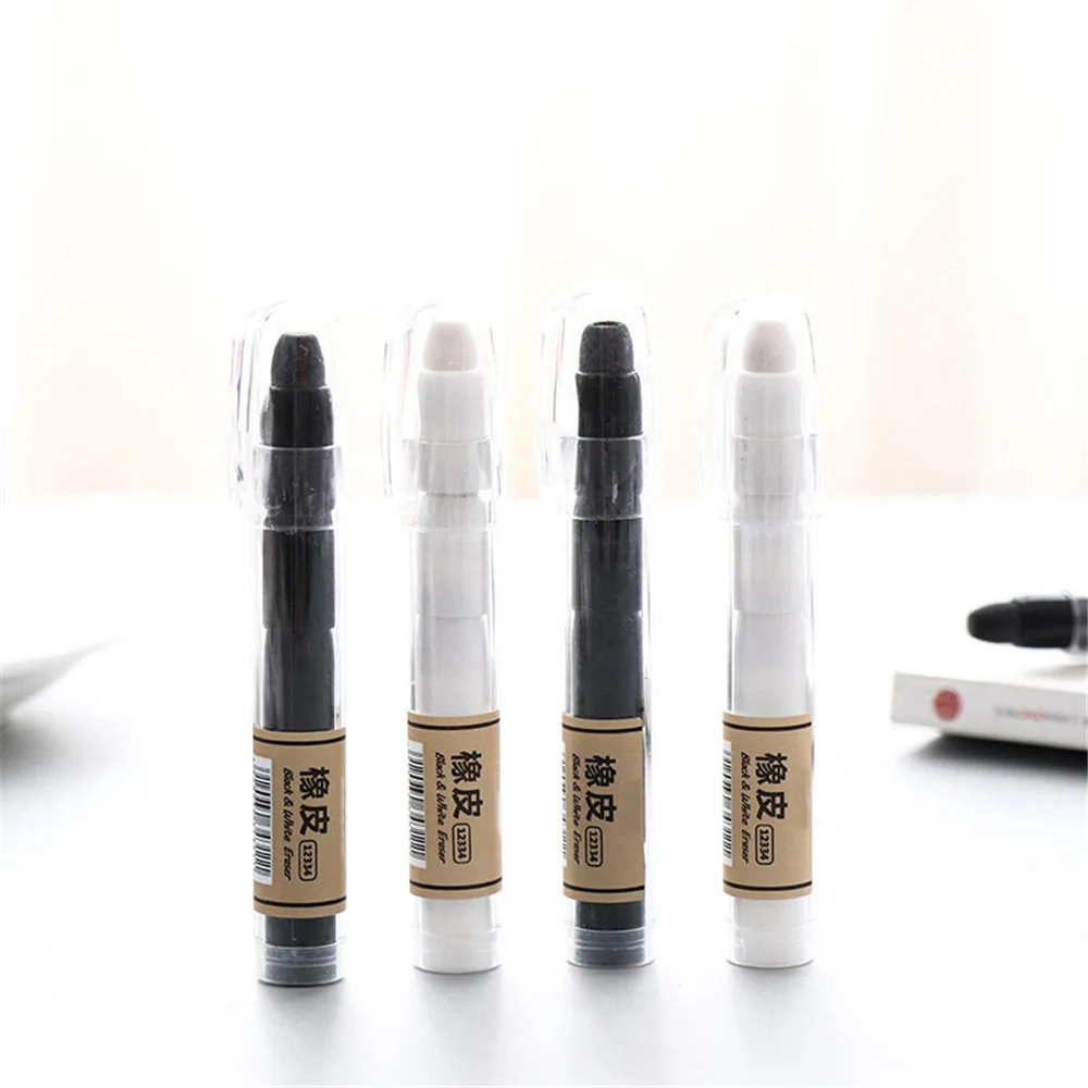 

1 pc Simple Black White Pencil Eraser Kawaii Eraser Stationery Novelty 3 Head Rubber School Office Korean Correction Supplies