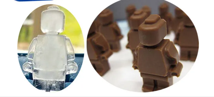 Забавный лего Человек Робот коктейли силиконовая форма льда Куб лоток форма для шоколадного фондана diy бар вечерние напитки