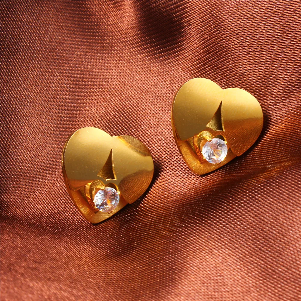 OUFEI stainless steel fashion heart zircon gift bridal jewelry sets for women african earrings and necklaces set for party - Image 3