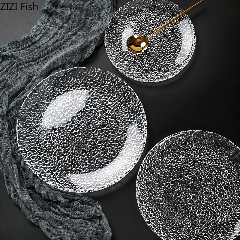 

Nordic style Transparent glass Round Fruit tray cake pan Food/beverage storage tray Home desktop Decoration