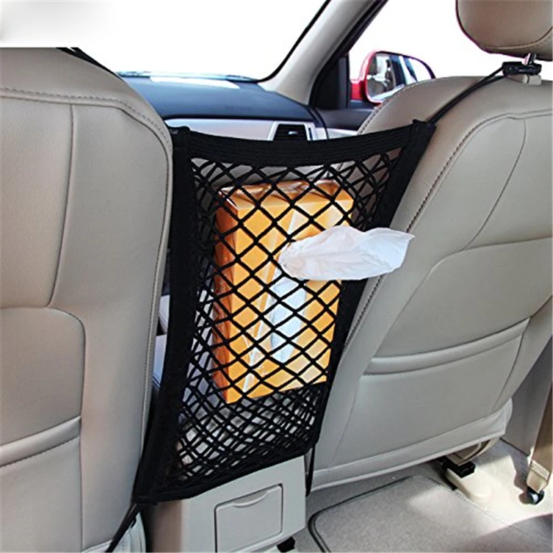 MICTUNING автомобильный универсальный органайзер для хранения груза, сетчатая Автомобильная сумка на заднее сиденье, багажник на заднее сиденье, эластичная лента, однослойная Сетчатая Сумка для хранения