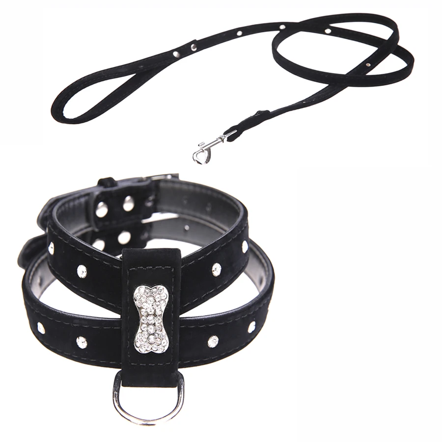 puppy harness and leash 2016 summer rhinestone bone charm harness and leash vest chihuahua soft velvet puppy harness and leash 2016 summer rhinestone bone charm harness and leash vest chihuahua soft velvet