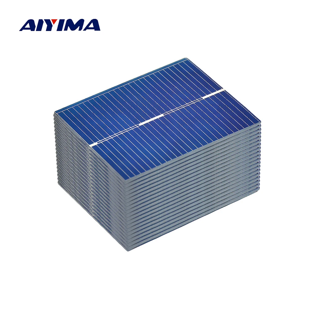 

AIYIMA 100pcs 0.5V 0.2W Polycrystalline Solar Panel 39*31.2 mm Solar Cell Silicon DIY Solar Charger Battery Painel Solar