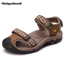 Американский размер; мужские сандалии на липучке с закрытым носком; Мужская Летняя обувь для езды в автомобиле; дышащая Нескользящая пляжная обувь