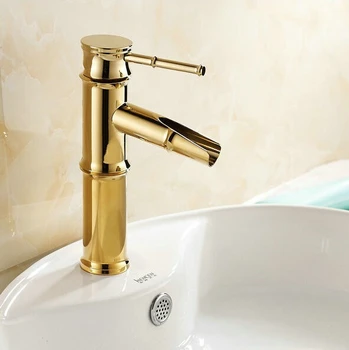 

Free shipping Luxury New Fashion Gold Polished Brass Faucet Bathroom Basin Sink Mixer Tap Faucet water tap bathroom mixer 5524
