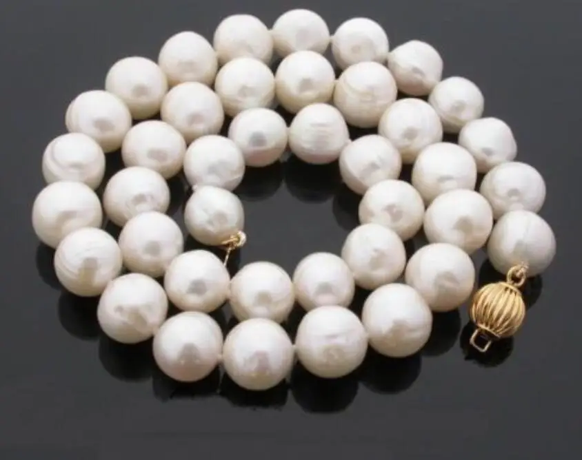 

~! New classic 11-12MM South Sea White NATURAL Pearl Necklace 18 Inch AA 18K GP WW