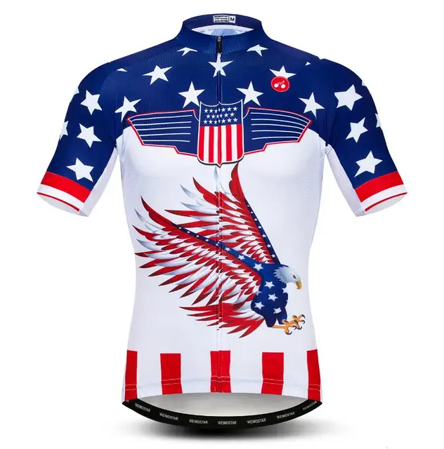 USA Flag United States 2019 Summer Men Cycling Jersey Short Sleeve MTB