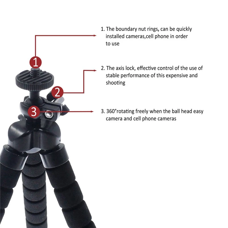 Мини Гибкий губчатый штатив-тренога с зажимом и Bluetooth дистанционным затвором для IPhone, камеры сотового телефона, селфи-палки