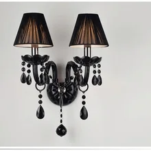 Хрустальная настенная лампа, бра с кристаллами, черная бра, современная, модная, с кристаллами, лампа для входа в стену, черный