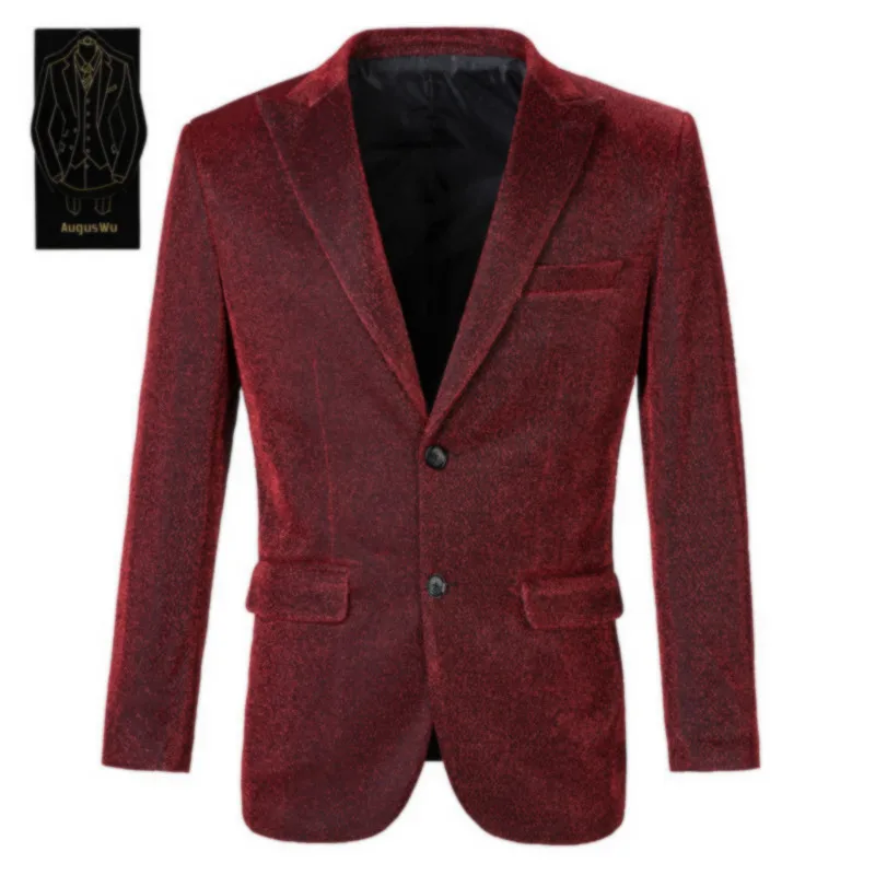 5 (1)       2 108  New high-end men's suit two-piece suit (coat + pants) men's jacquard fashion Slim business formal suit custom
