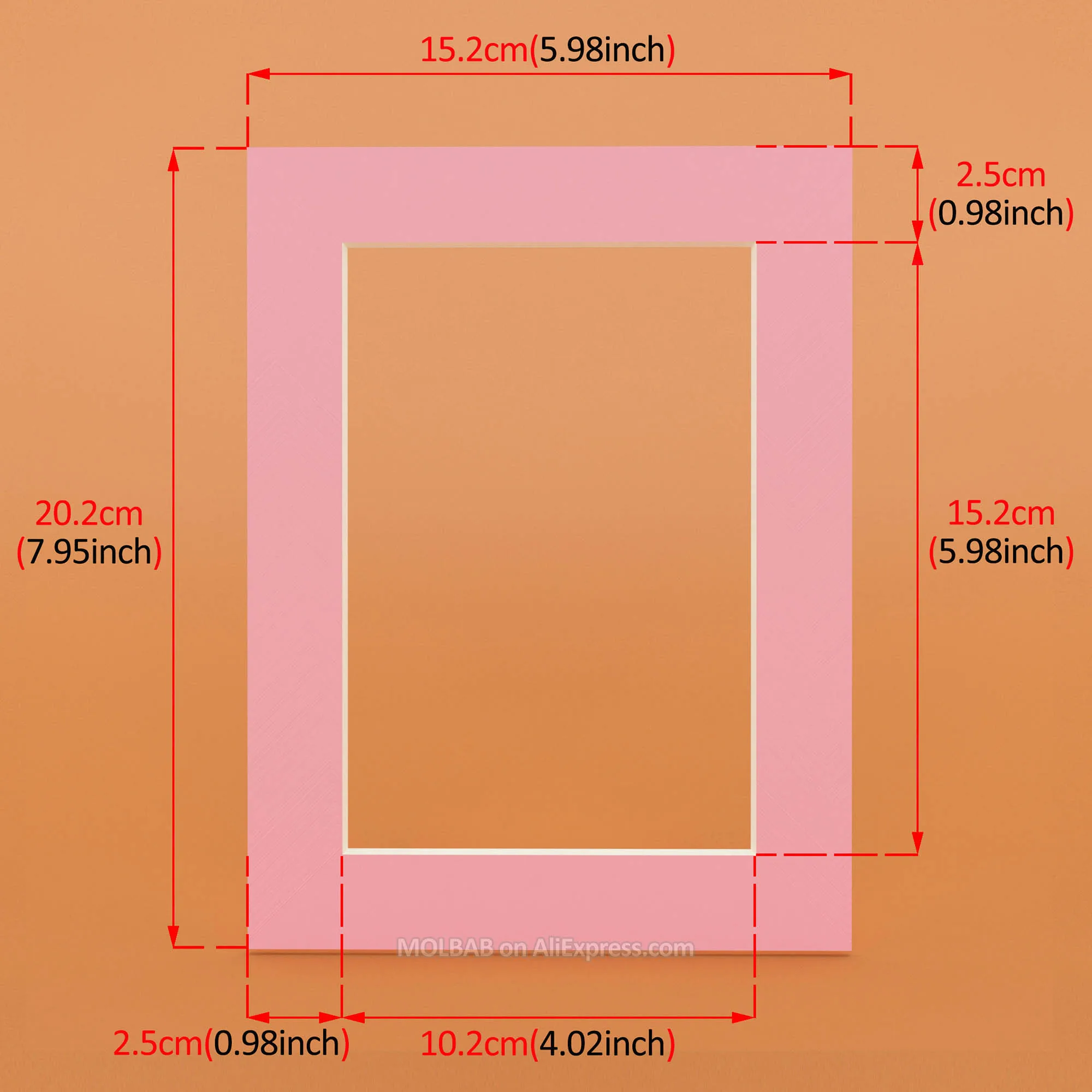 Фото коврики темно-красный/серый/зеленый/синий/розовый/фиолетовый прямоугольник картона крепления для 6/7/8 дюймов рамка для фотографий пасс-Partouts 12 шт./лот - Цвет: Pink