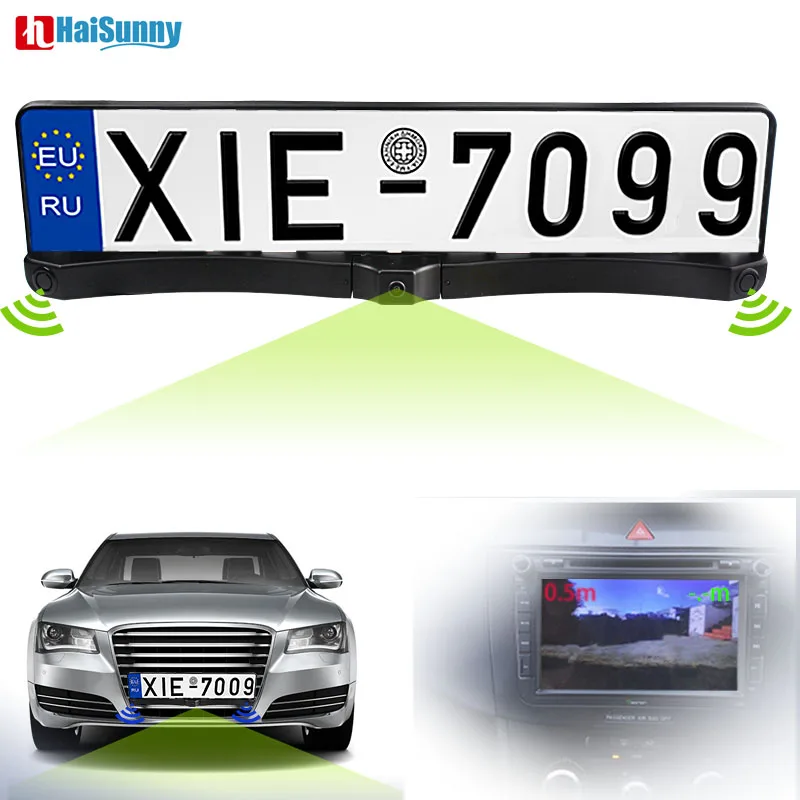 

HaiSunny Auto Front Parking Parktronics Sensor Radar CCD Europe Russia License Plate Frame Car Front Camera Without Parking Line
