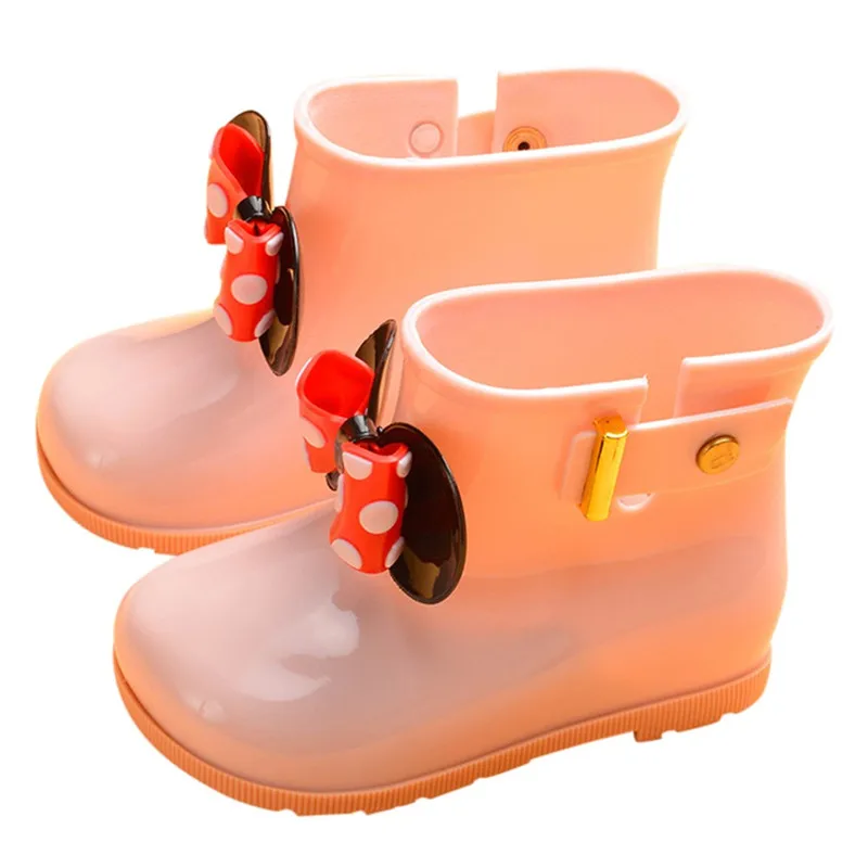 children's rain shoes girls Kids Children Baby Girls Bowknot Dot Rubber Waterproof Student Boots Rain Shoes #4M02 (6)