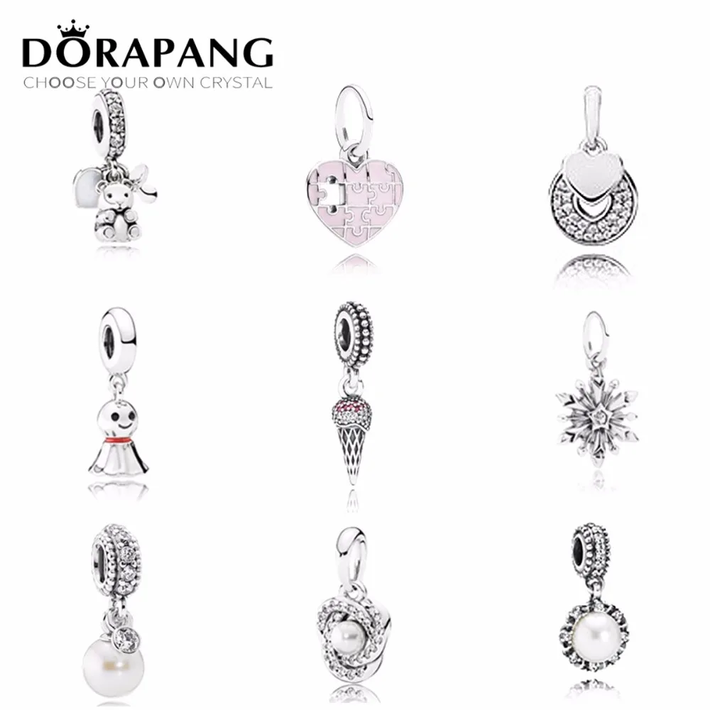 

DORAPANG 925 Sterling silver pearl Pendant Pink heart-shaped Charm Bear bead collocation Bracelet DIY bracelet Factory wholesale
