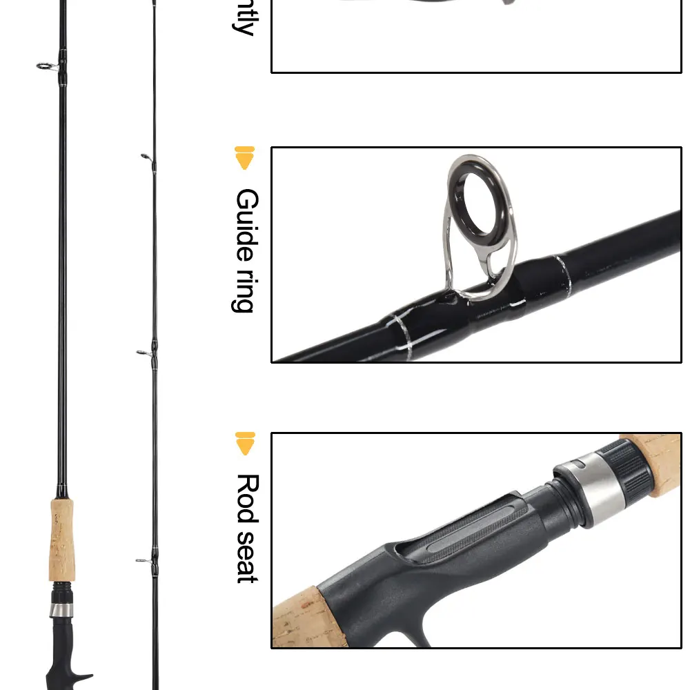 Литая и спиннинговая удочка для рыбалки из углеродного волокна 2,1 м, 7-25 г, вес приманки, быстрая удочка, 6-12 фунтов, вес лески