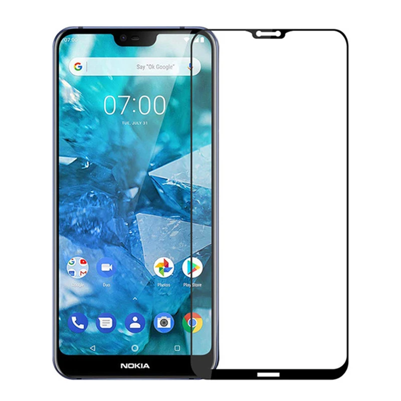 Закаленное 3D стекло для Nokia 7 1 полноэкранная Защитная пленка 1|Защитные стёкла и