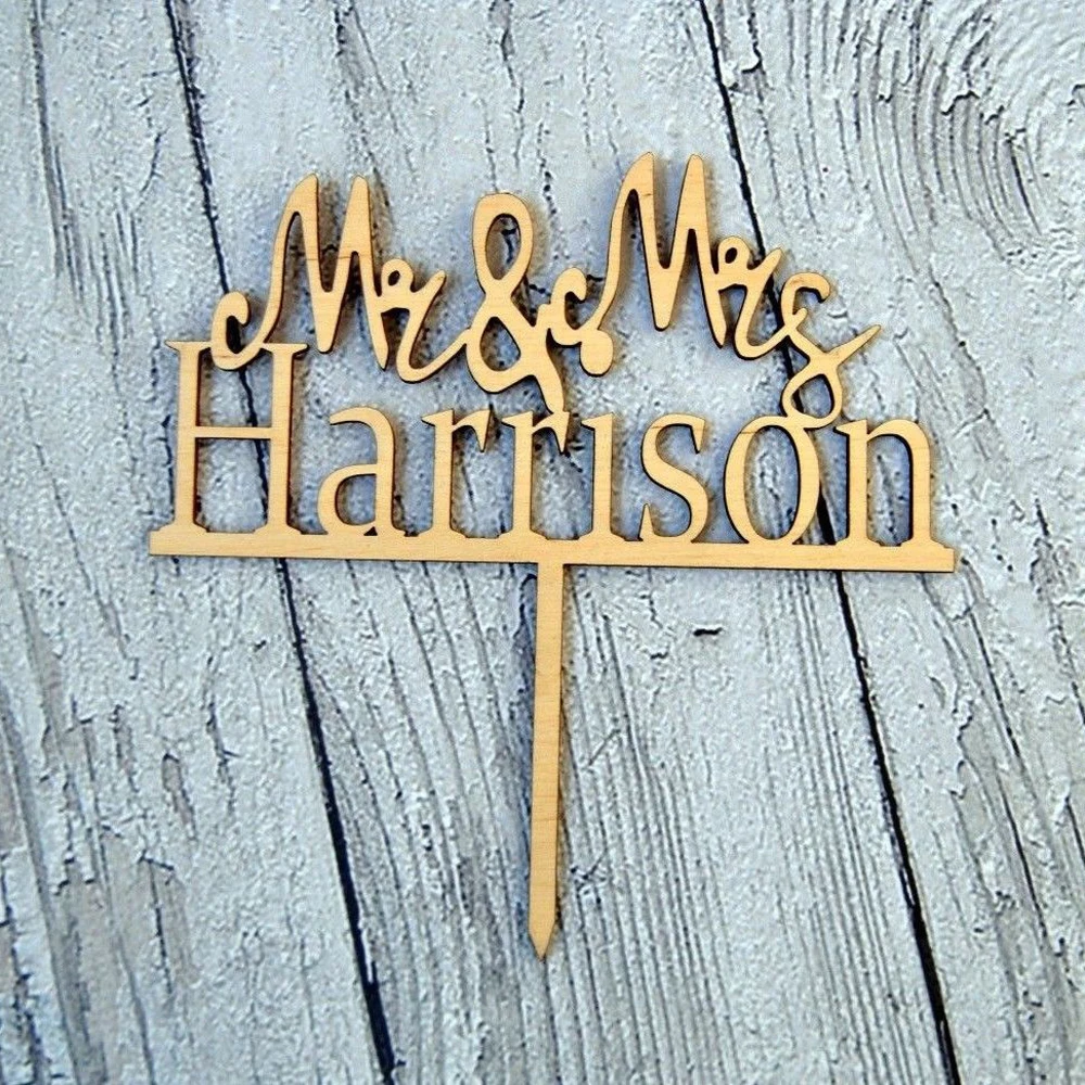 Personalized Wedding Cake Topper,custom Name  Mr and Mrs CakeTopper,Color wooden Cake Topper,wedding cake decorations