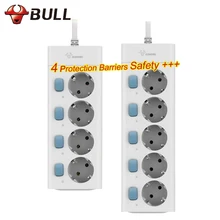 Bull ЕС Plug мощность полосы 3 м 10A 250 в 2500 Вт электрическая розетка ЕС Plug удлинитель стабилизатор напряжения ЕС мощность полосы