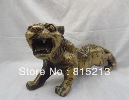 

wang 000205 15" Chinese Bronze 12 Zodiac Carved Animals Sculpture Wealth Coin Tiger Statue