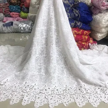 

High quality african cord lace fabric, chemical lace water soluble guipure lace fabric white african lace fabric fashion