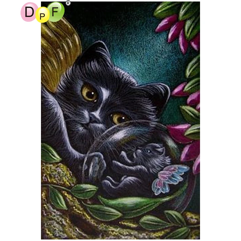 

DPF DIY The little black cat 5D full square diamond embroidery crafts diamond painting cross stitch needlework diamond mosaic