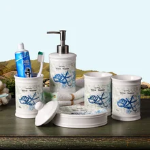 Средиземноморская керамическая ванная комната, набор из пяти предметов, креативные европейские принадлежности для ванной комнаты, Набор чашек для мытья, LO727231