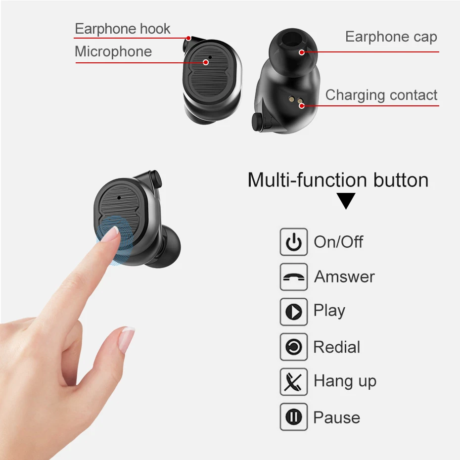 TiYiViRi Bluetooth наушники настоящие беспроводные TWS 5 0 спортивные стерео бас гарнитура