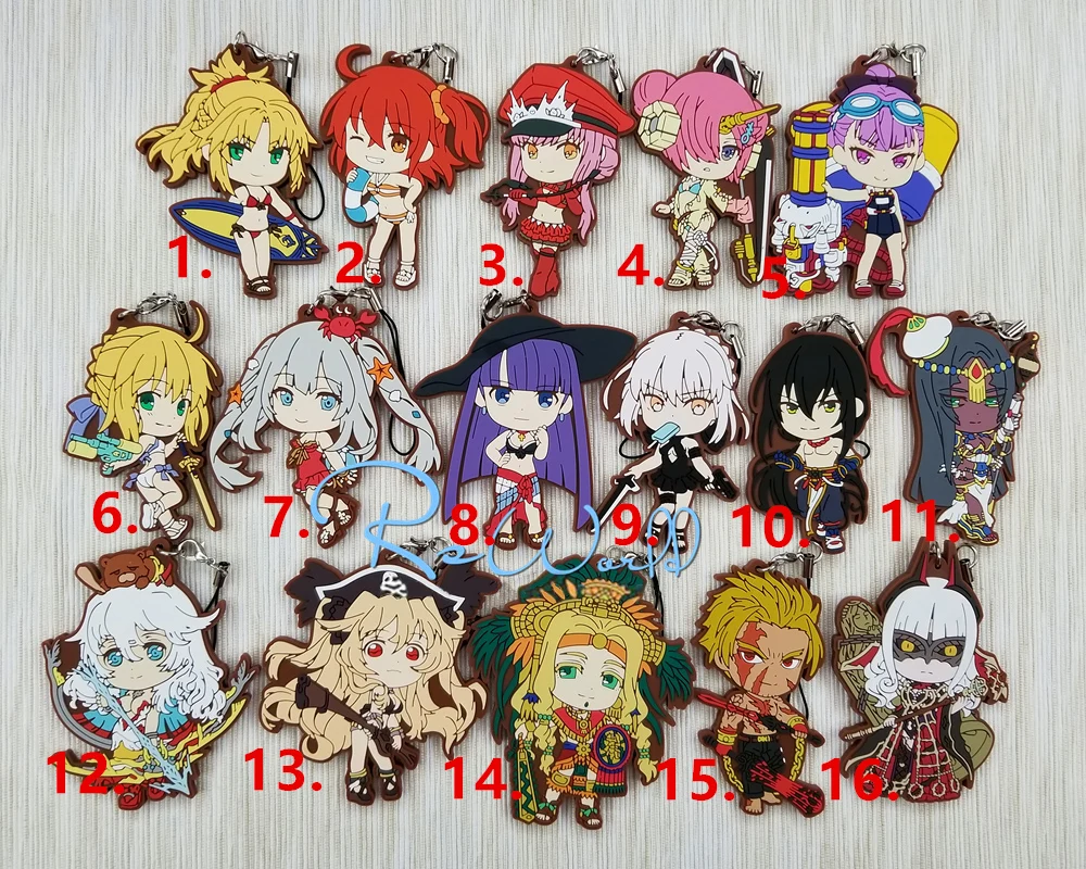 Fate/Grand Order FGO Anime Saber Mordred Joan of Arc Frankenstein Summer Swimsuit Rubber Keychain Fate/Grand Order FGO Anime Saber Mordred Joan of Arc Frankenstein Summer Swimsuit Rubber Keychain
