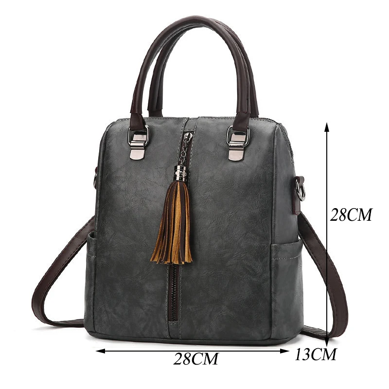Модный женский рюкзак для женщин сумка из искусственной кожи Серый Back pack Женская кисточкой высокое качество bagpack 2019