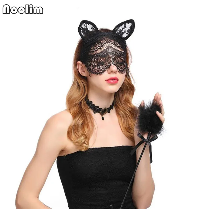 

Noolim Fox Masks Sexy Lace Cat Mask Black Women Masquerade Ball Party Mask Performance Fun Masks