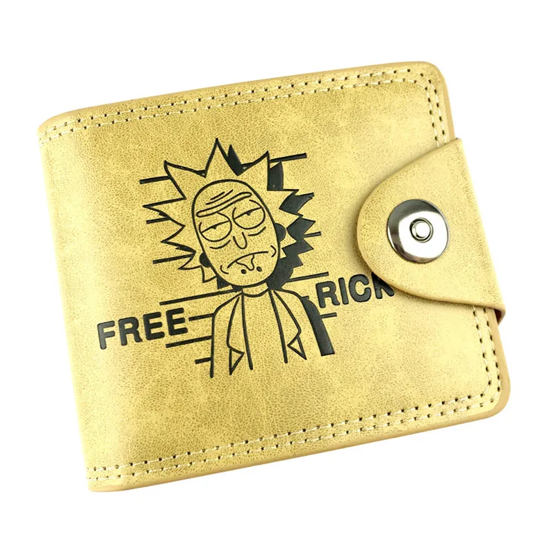 

New Design Rick and Morty Anime Khaki Wallet PU Leather Short Folding Purse Card Holder of Button Money Bag 2 Type