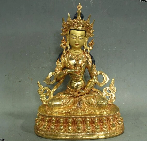 

R0720 Details about 12"Tibet Buddhism Temple Purple Bronze 24K Gold carved Vajrasattva Buddha Statue