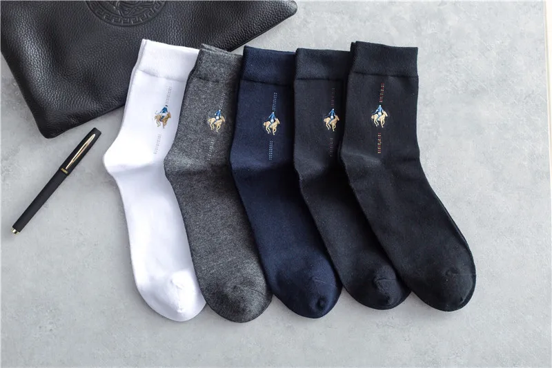 5 пар/лот, зимние мужские носки, чистый хлопок, толстые, теплые, crew socks pier POLO, вышитые мужские носки Pier POLO, Medias de los