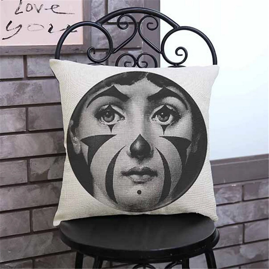 الرجعية بييرو Fornasetti أوروبا الزخرفية أريكة رمي كيس وسادة كرسي مكتب غطاء الوسادة خمر ديكور المنزل المخدة e699