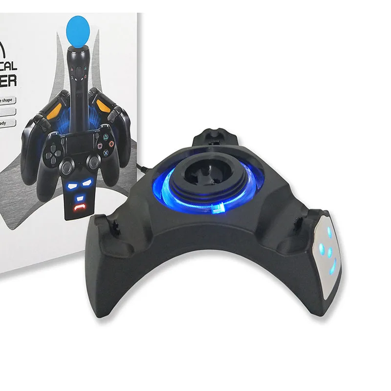 

PS4 Triangle Blue LED Charging Dock Station Stand for Sony Playstation 4 PS4 Slim Pro PS Move Controllers Charger Storage Holder